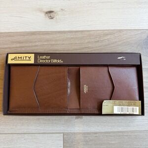 Amity Men's Vintage Leather Billfold Wallet with Box Brown